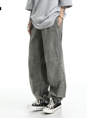 it :5cm/FIVECM夏季束脚裤男女潮流美式复古水洗宽松休闲工装长裤