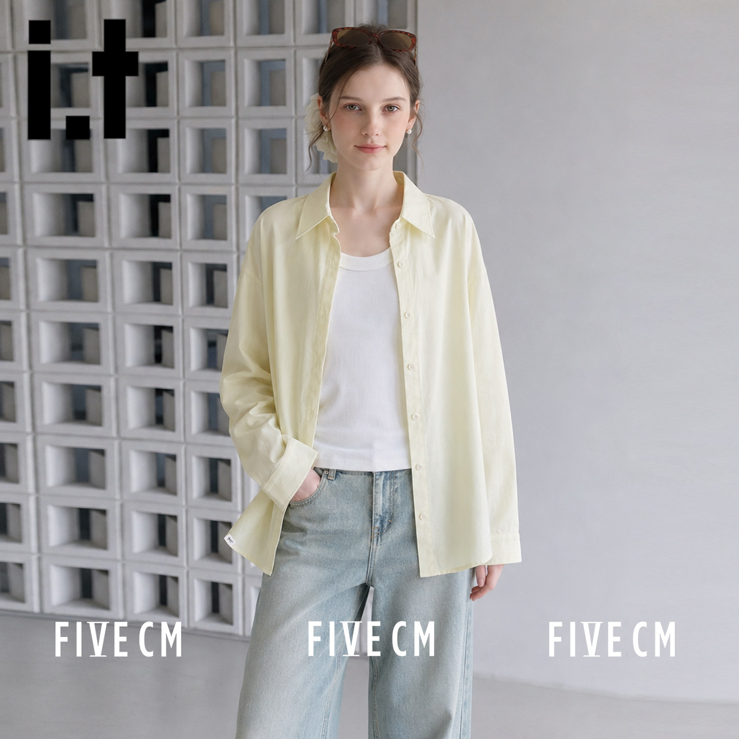 itFIVECM韩系纯棉长袖衬衫女
