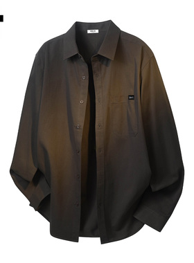 it :5cm/FIVECM痞帅黑色翻领长袖衬衫男士2025春秋宽松高级感上衣