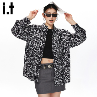 it :5cm/FIVECM长袖豹纹衬衫男女春季复古高级感休闲百搭衬衣外套