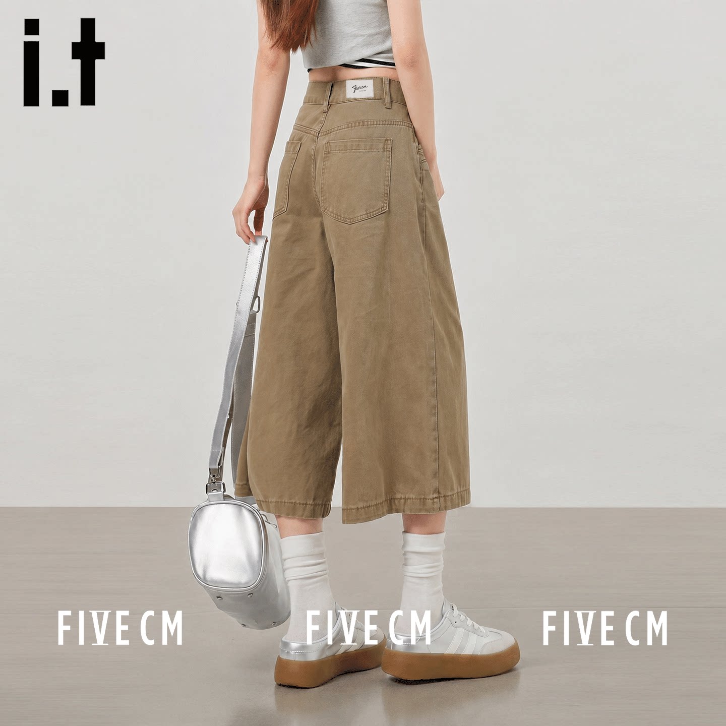 itFIVECM高腰七分阔腿工装裤女