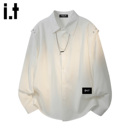 5cm 2025春秋宽松衬衫 FIVECM白色假两件解构长袖 男士 上衣 衬衫