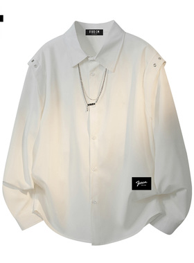 it :5cm/FIVECM白色假两件解构长袖衬衫男士2025春秋宽松衬衫上衣