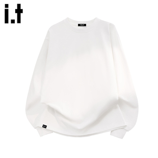 it :5cm/FIVECM白色圆领厚款t恤男女2025秋冬季宽松百搭休闲卫衣