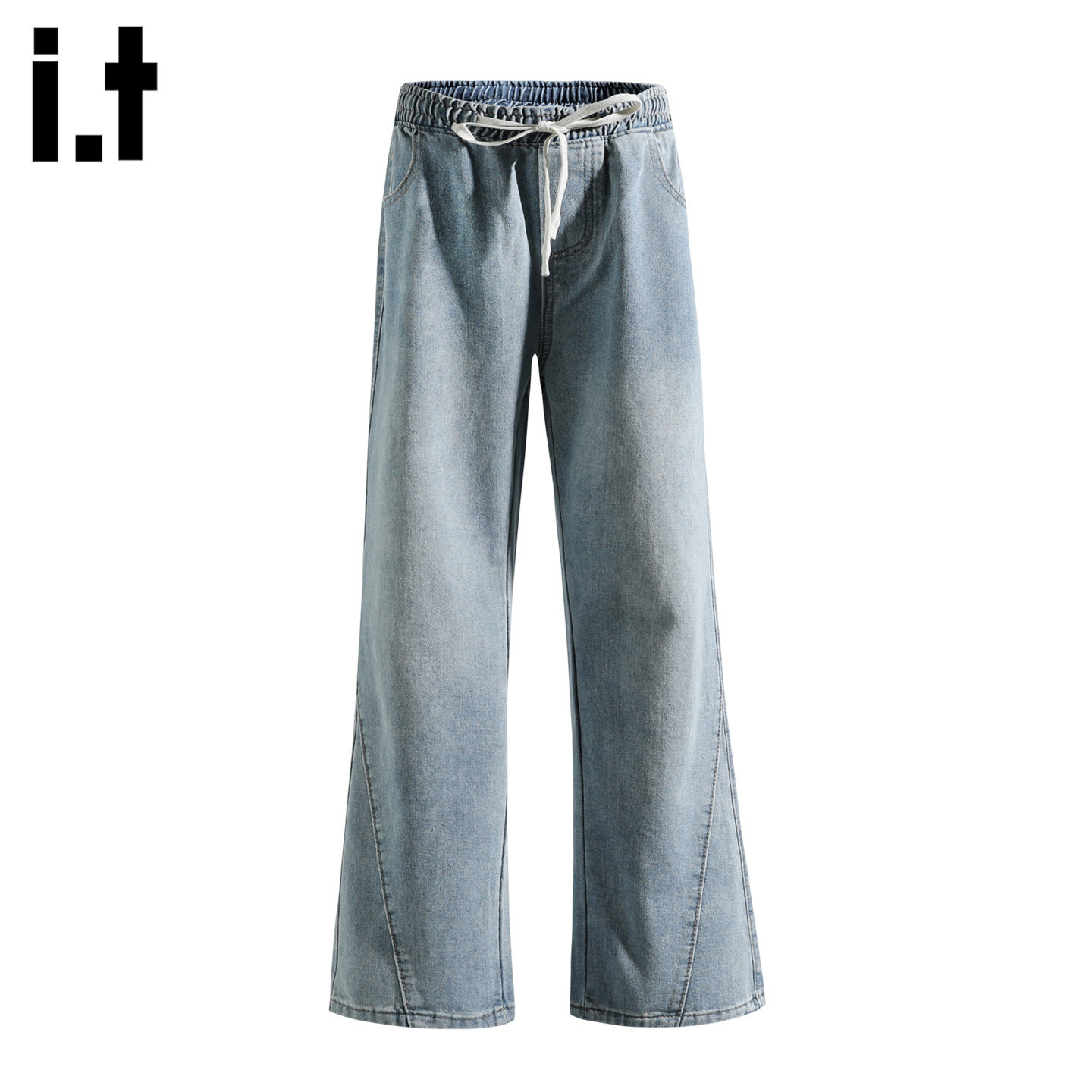 it :5cm/FIVECM抽绳松紧腰水洗牛仔裤男款2025秋冬宽松休闲直筒裤