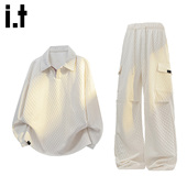 5cm FIVECM青年帅气套装 男款 2025秋冬翻领卫衣休闲长裤 两件套