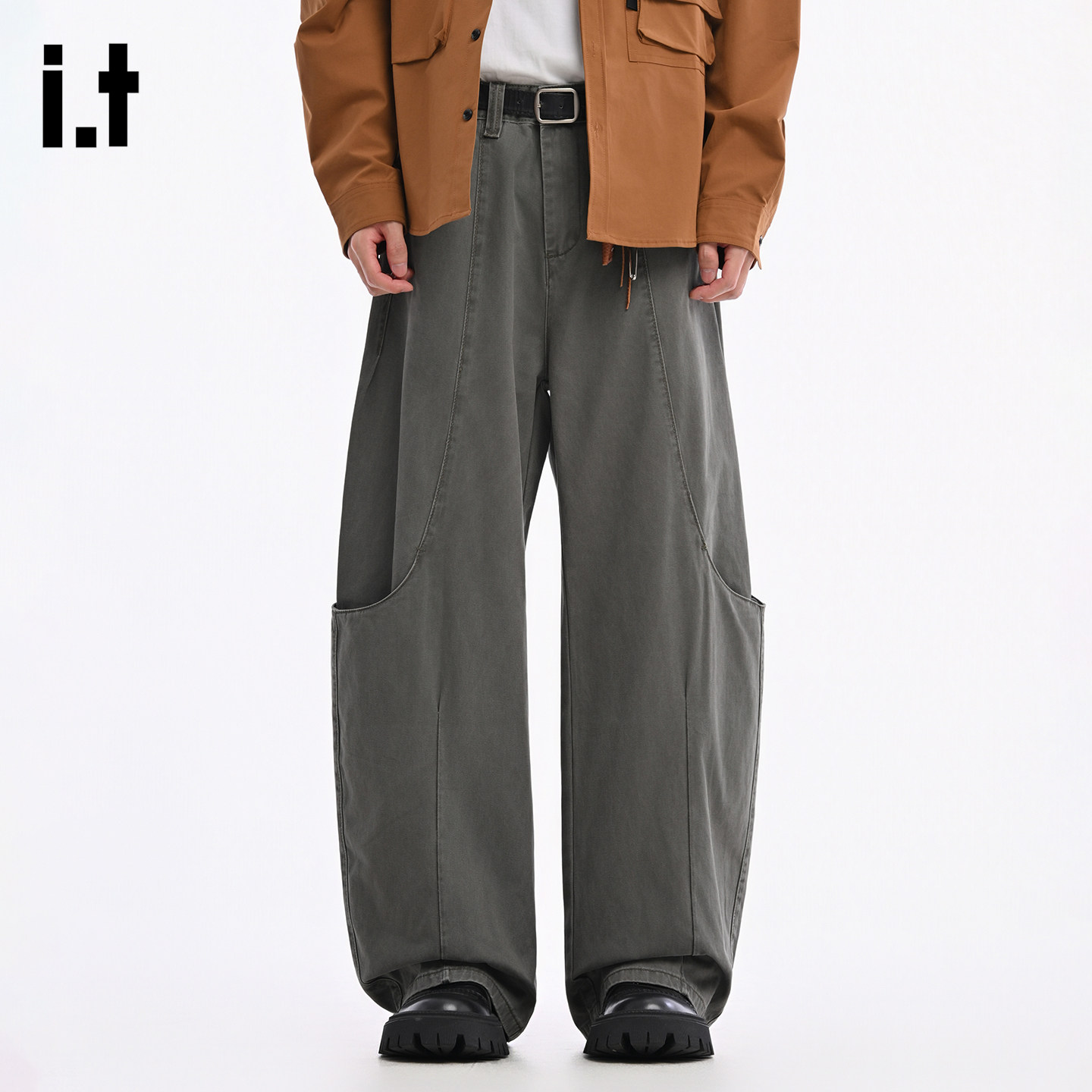 it :5cm/FIVECM街头弯刀牛仔裤男士2025新款秋冬款宽松阔腿裤长裤