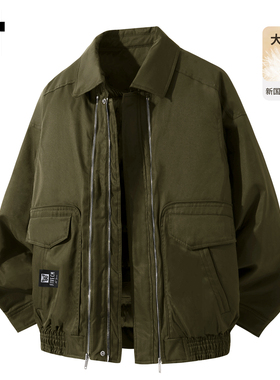 it :5cm/FIVECM绿色翻领工装羽绒服男士2025冬季宽松保暖鸭绒外套