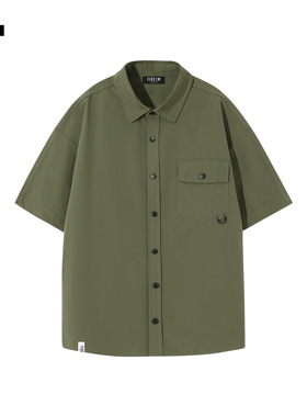 it :5cm/FIVECM美式潮牌短袖工装衬衫男款2025新款夏绿色宽松上衣