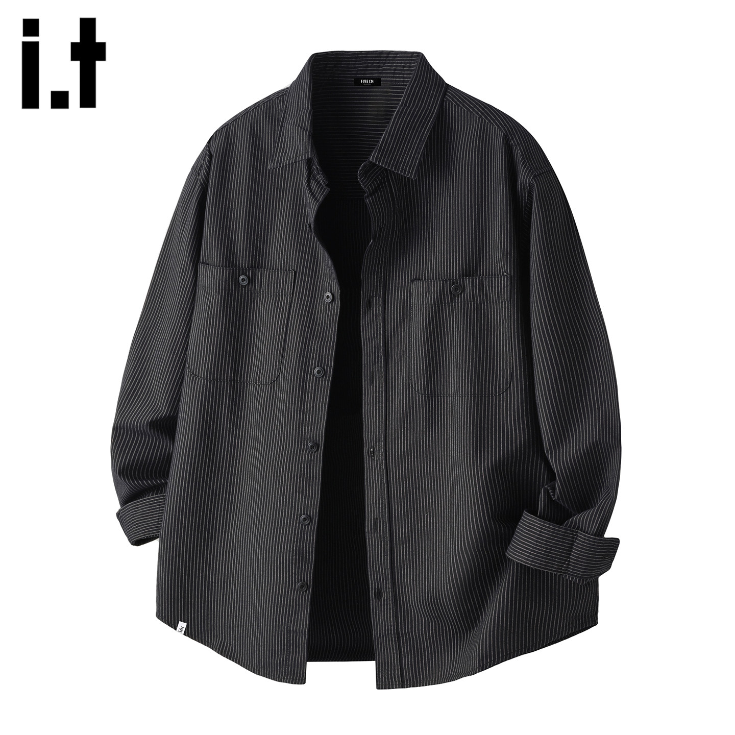 it :5cm/FIVECM日系复古条纹长袖衬衫宽松简约百搭休闲翻领衬衣潮,男装,衬衫,淘宝优惠券,粉丝福利购,淘宝优惠卷