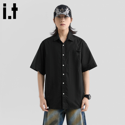 it :5cm/FIVECM潮流短袖衬衫男装新款2025夏季薄款潮流工装衬衣