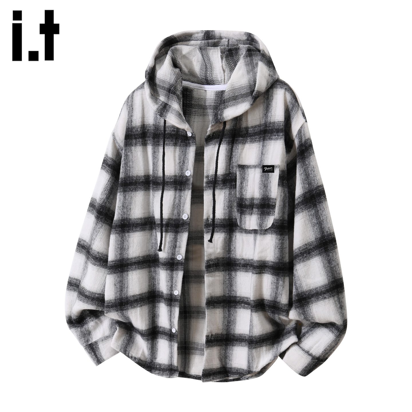 IT'S5cm黑白格子长袖衬衫