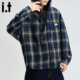 FIVECM男士 2025秋季 格子连帽长袖 it：5cm 衬衫 男款 高级感宽松衬衫