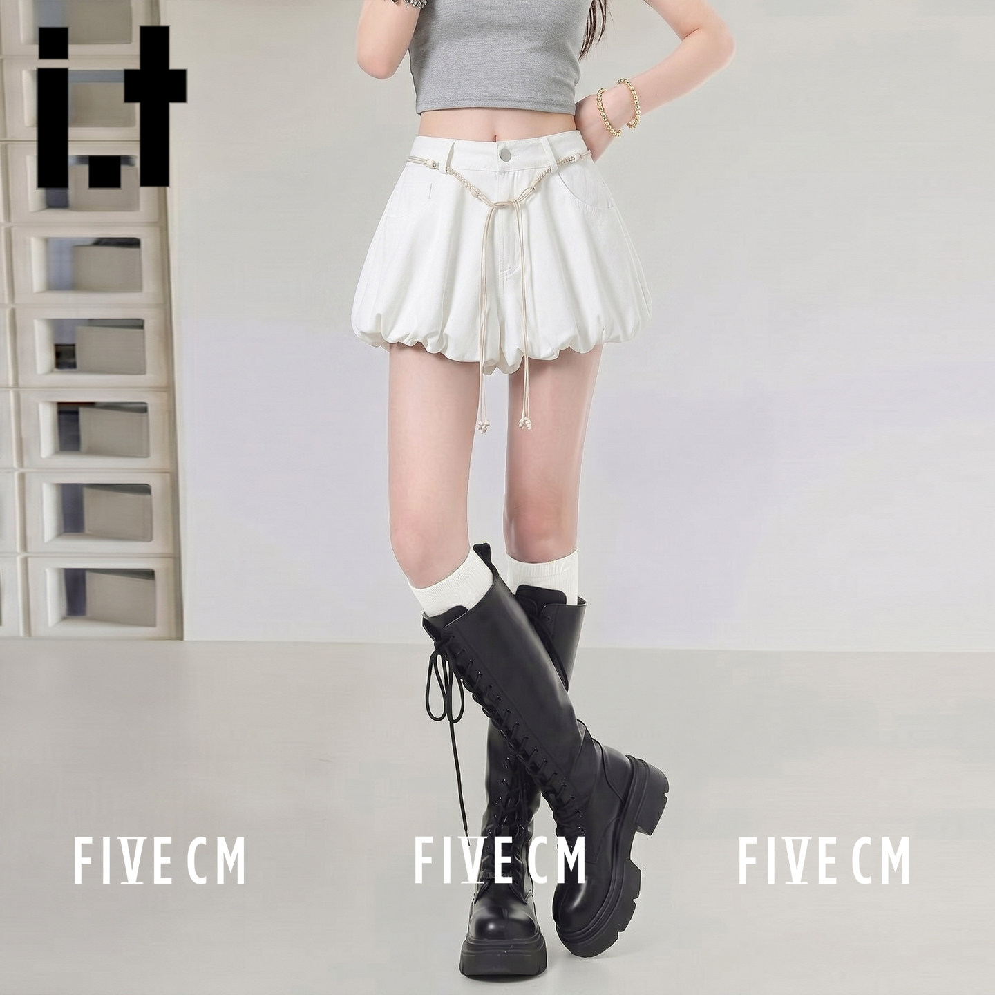 itFIVECM高腰休闲半身裙女
