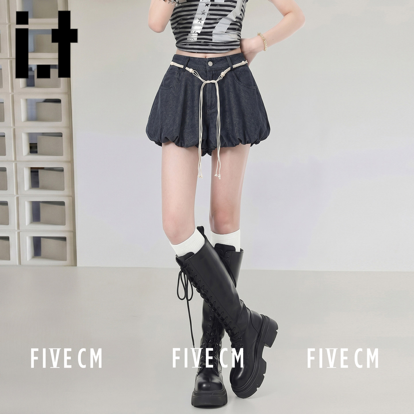 itFIVECM高腰休闲半身裙女