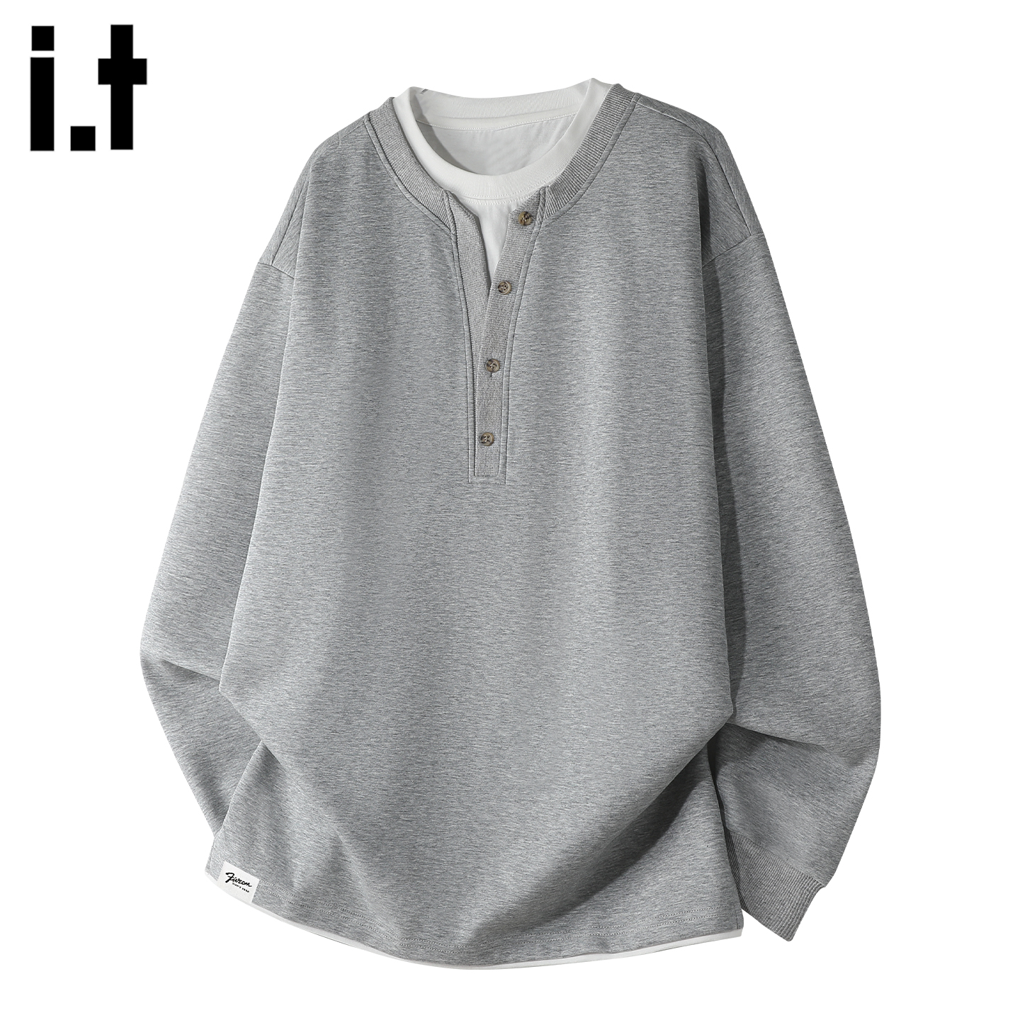 秋冬套头亨利领休闲透气宽松型it