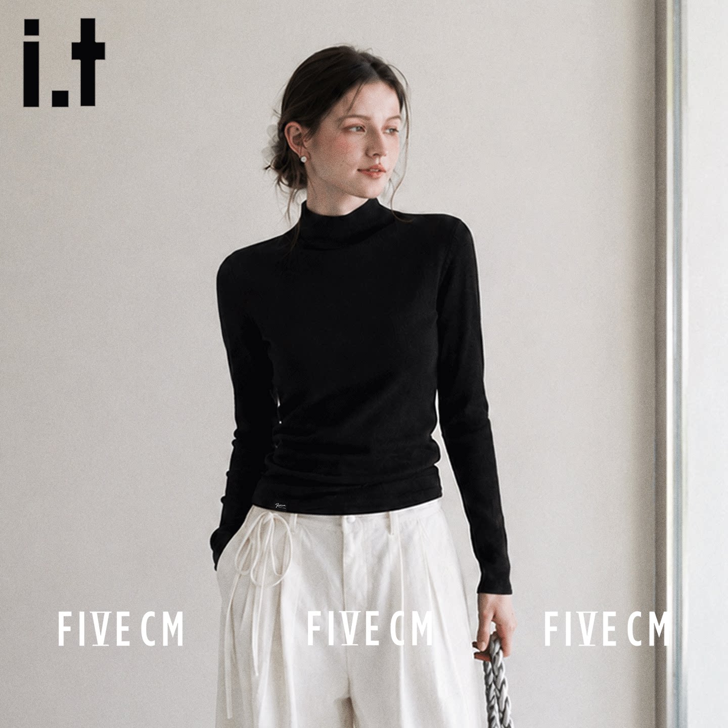 itFIVECM半高领长袖T恤女
