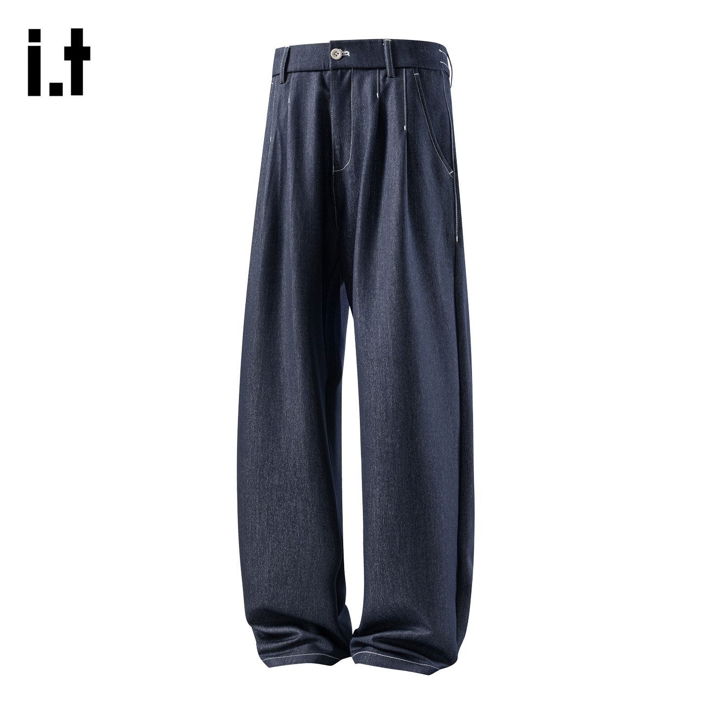 it :5cm/FIVECM直筒牛仔裤男士宽松垂感冰丝美式阔腿弯刀休闲长裤