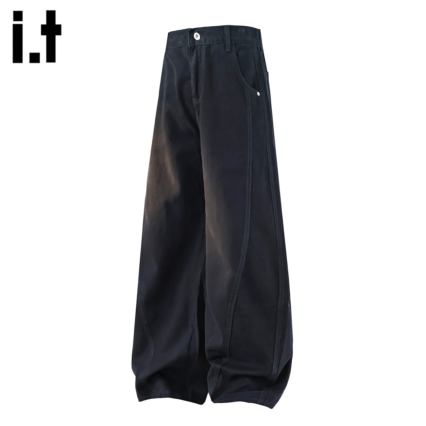 it :5cm/FIVECM潮流白色宽松工装牛仔裤男士2025秋冬阔腿直筒长裤