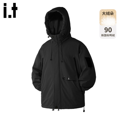 it5cm黑色加厚冲锋衣羽绒服