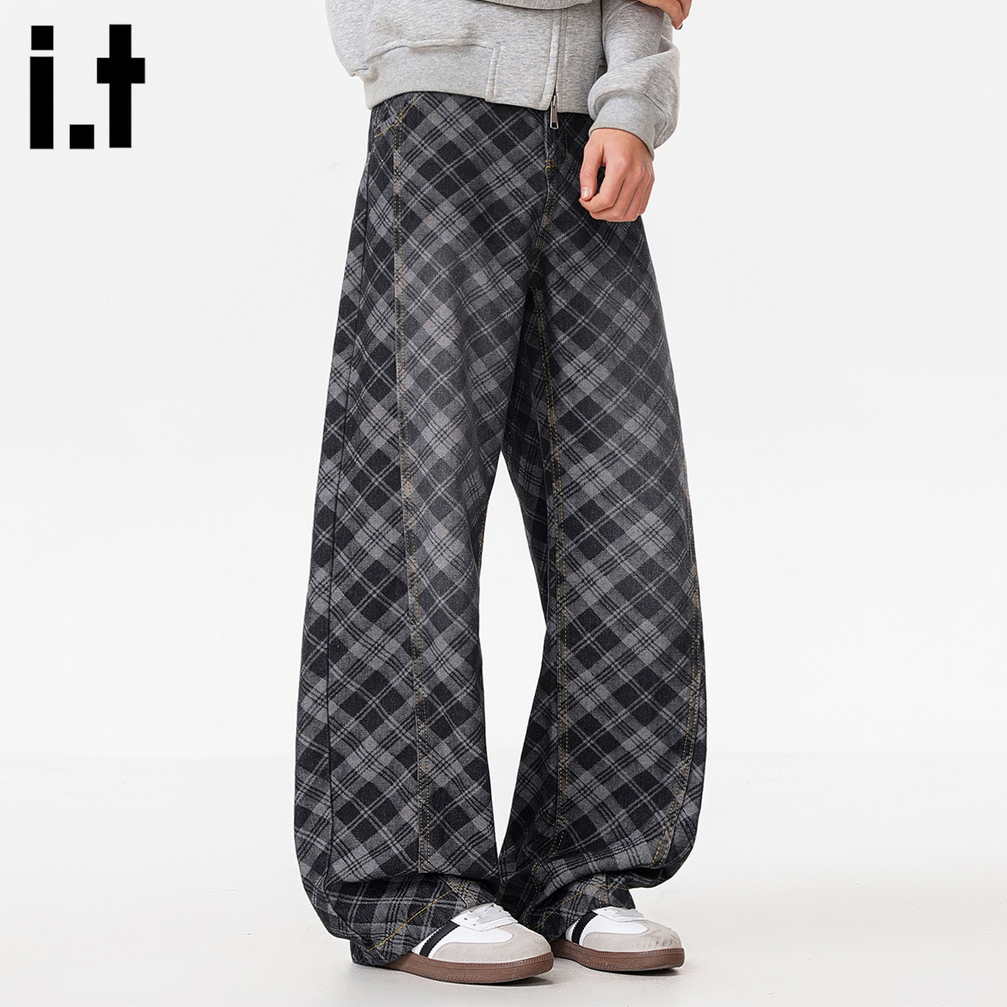 it FIVECM棋盘格子气质简约牛仔裤男夏季流行潮流时尚百搭休闲裤