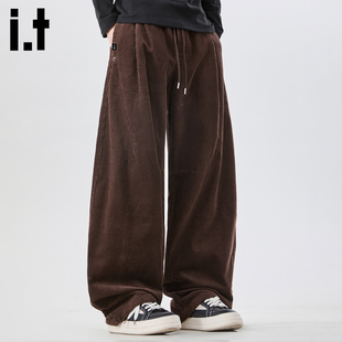 it :5cm/FIVECM时尚灯芯绒休闲裤男2025新款阔腿长裤百搭运动裤子