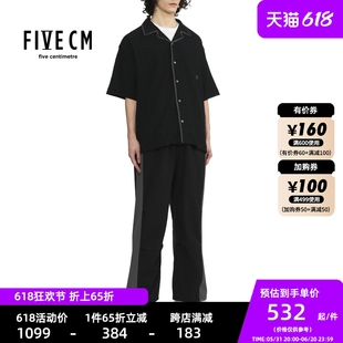 2024夏季 翻领衬衫 短袖 5cm 文艺青年上衣8311U4M FIVECM情侣款 新款