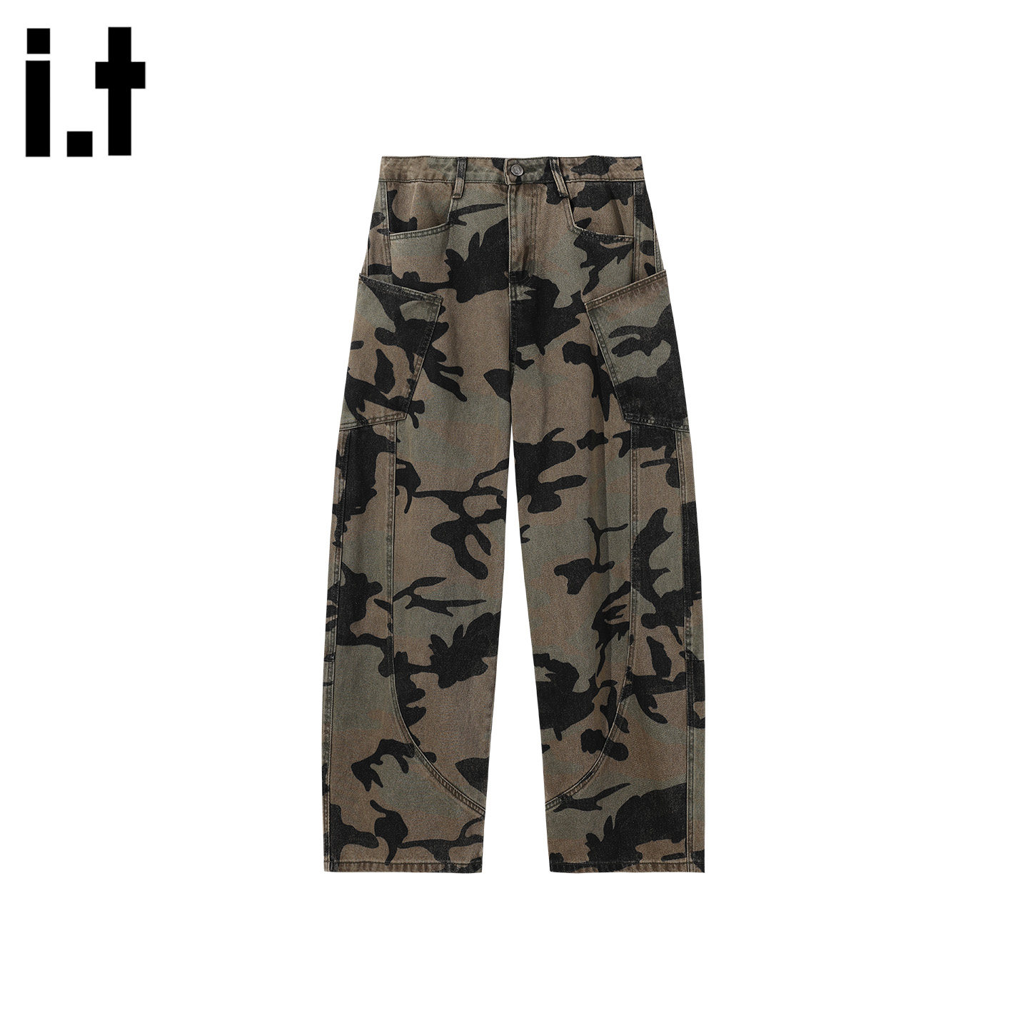it :5cm/FIVECM美式迷彩阔腿工装裤女2026春夏宽松慵懒直筒休闲裤
