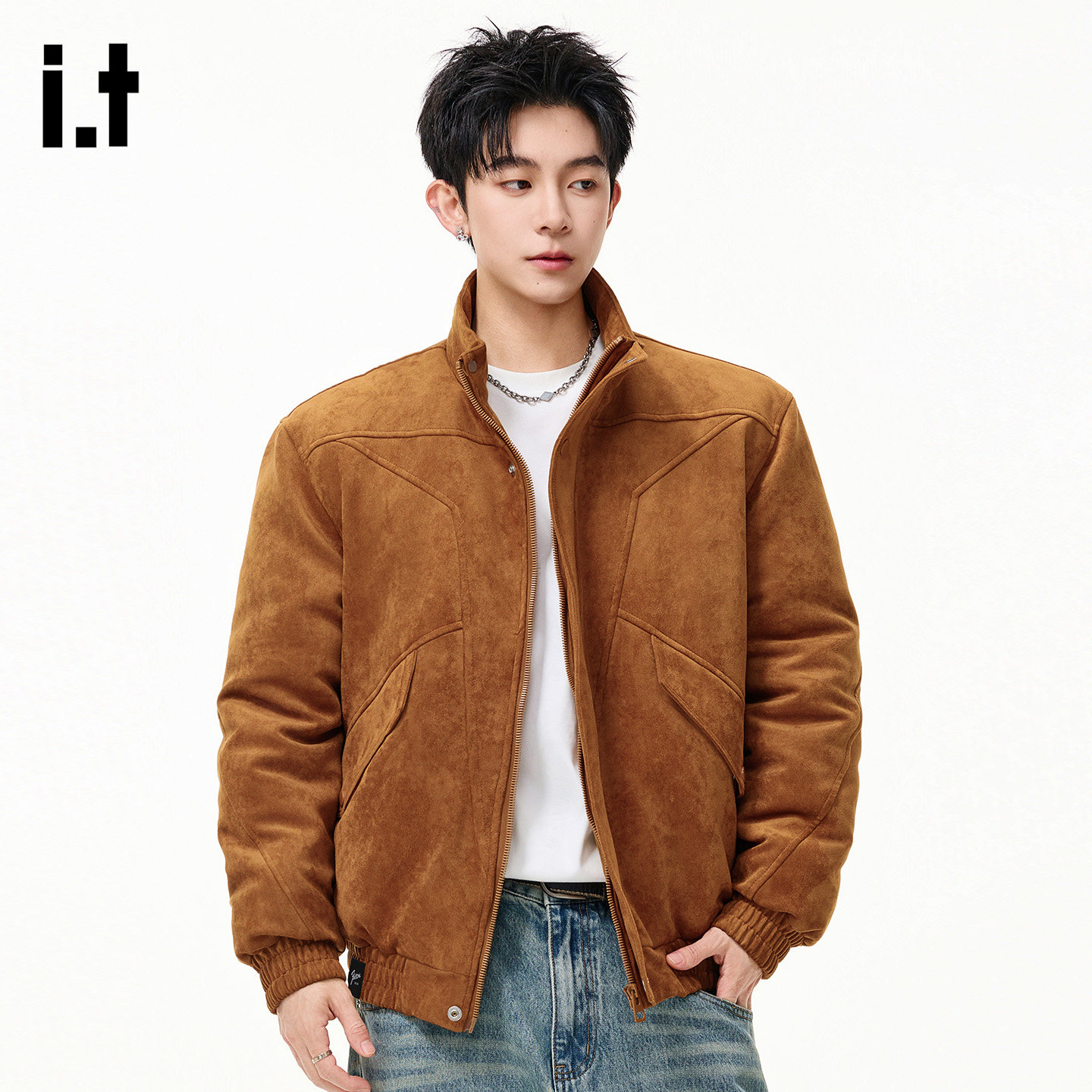 it :5cm/FIVECM美式复古铺棉夹克男2026新款休闲立领棉衣外套宽松