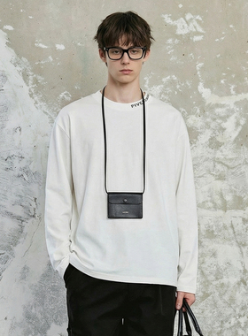 it :5cm/FIVECM黑色时尚美式长袖t恤圆领休闲套头宽松字母上衣潮