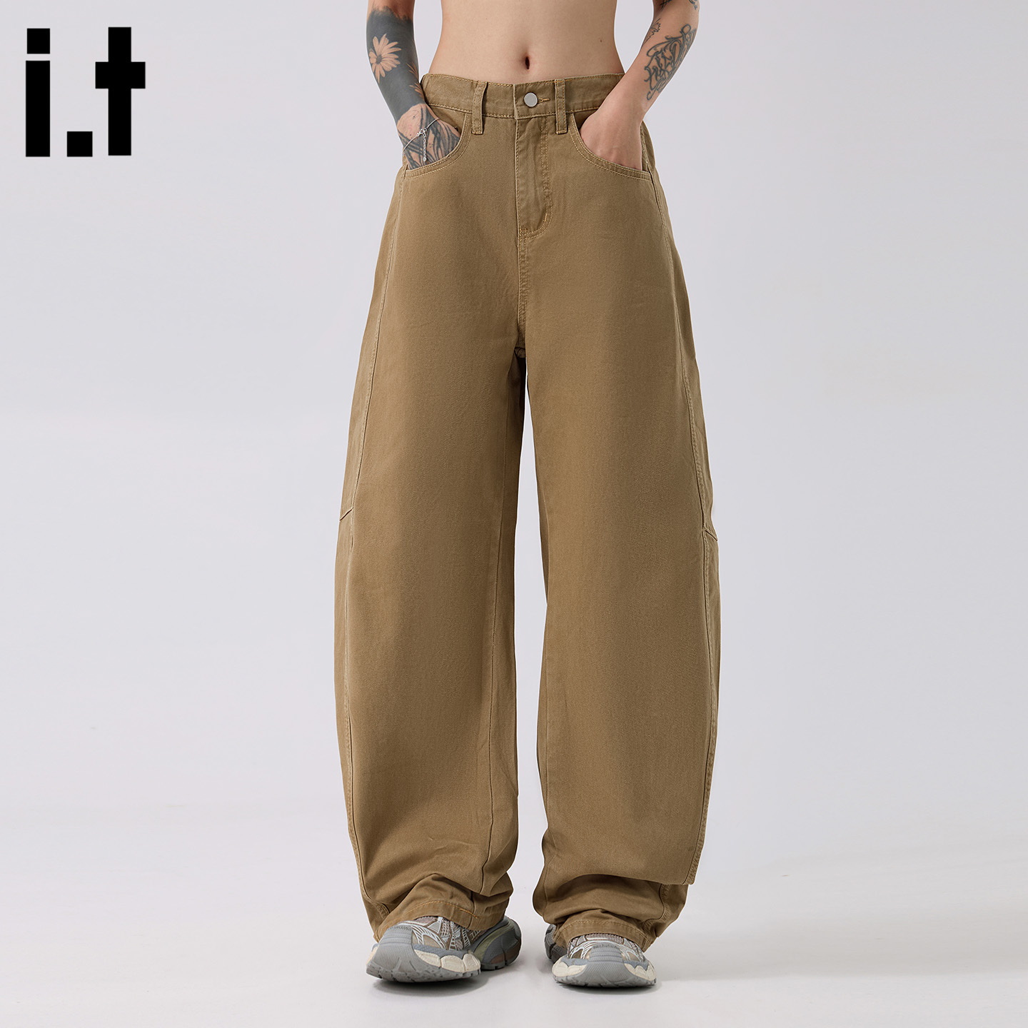 卡其复古休闲工装裤男女