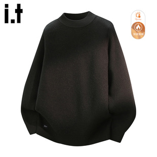 it :5cm/FIVECM黑色加绒加厚打底毛衣男款2025冬季保暖针织上衣潮