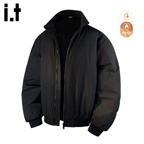 FIVECM黑色立领加厚棉服男款