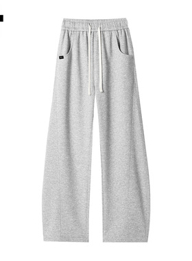 it :5cm/FIVECM灰色抽绳弯刀卫裤男士2025春秋宽松阔腿运动裤长裤