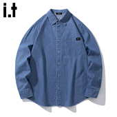 2025春秋季 宽松休闲衬衣外套 牛仔衬衫 男士 5cm FIVECM蓝色长袖