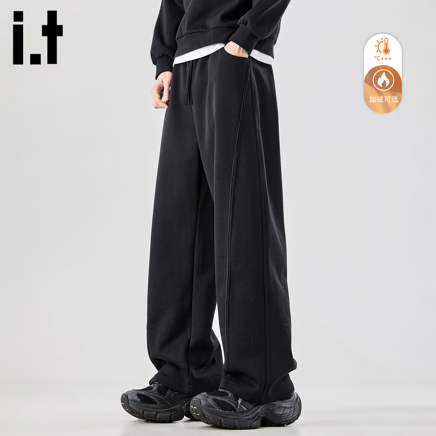 it :5cm/FIVECM阔腿防风裤男款春季运动弯刀裤直筒宽松休闲长裤子