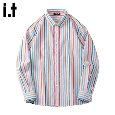 IT'S5cm/5cm痞帅条纹拼色衬衫