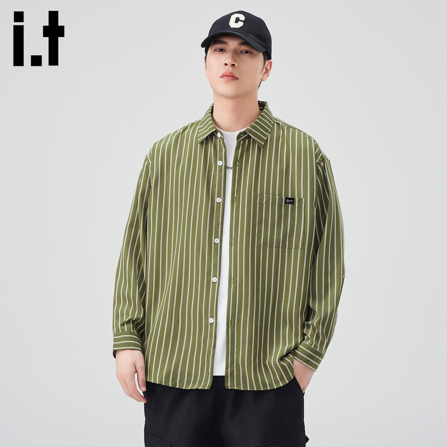 it :5cm/FIVECM长袖条纹衬衫男士2026春季新款帅气高级感衬衣外套