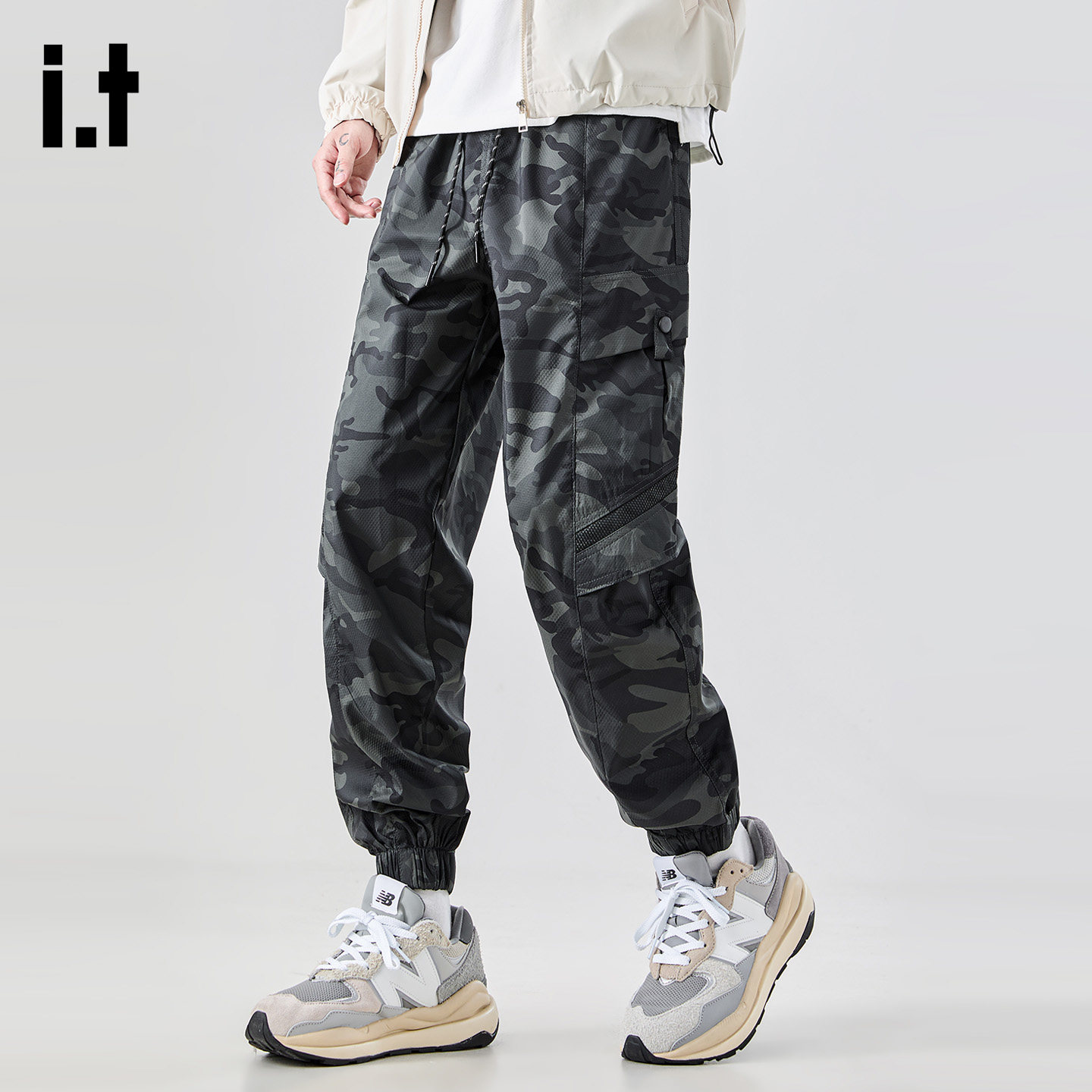 it FIVECM迷彩束脚休闲裤男士2026春夏季宽松百搭潮牌美式工装裤