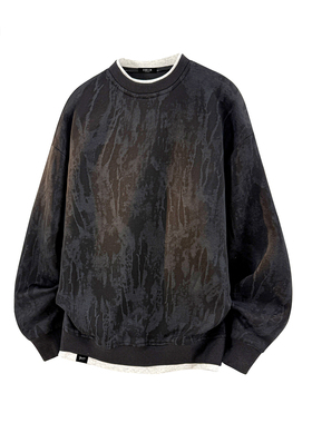 it :5cm/FIVECM黑色扎染圆领套头长袖卫衣男士2025秋冬款宽松上衣
