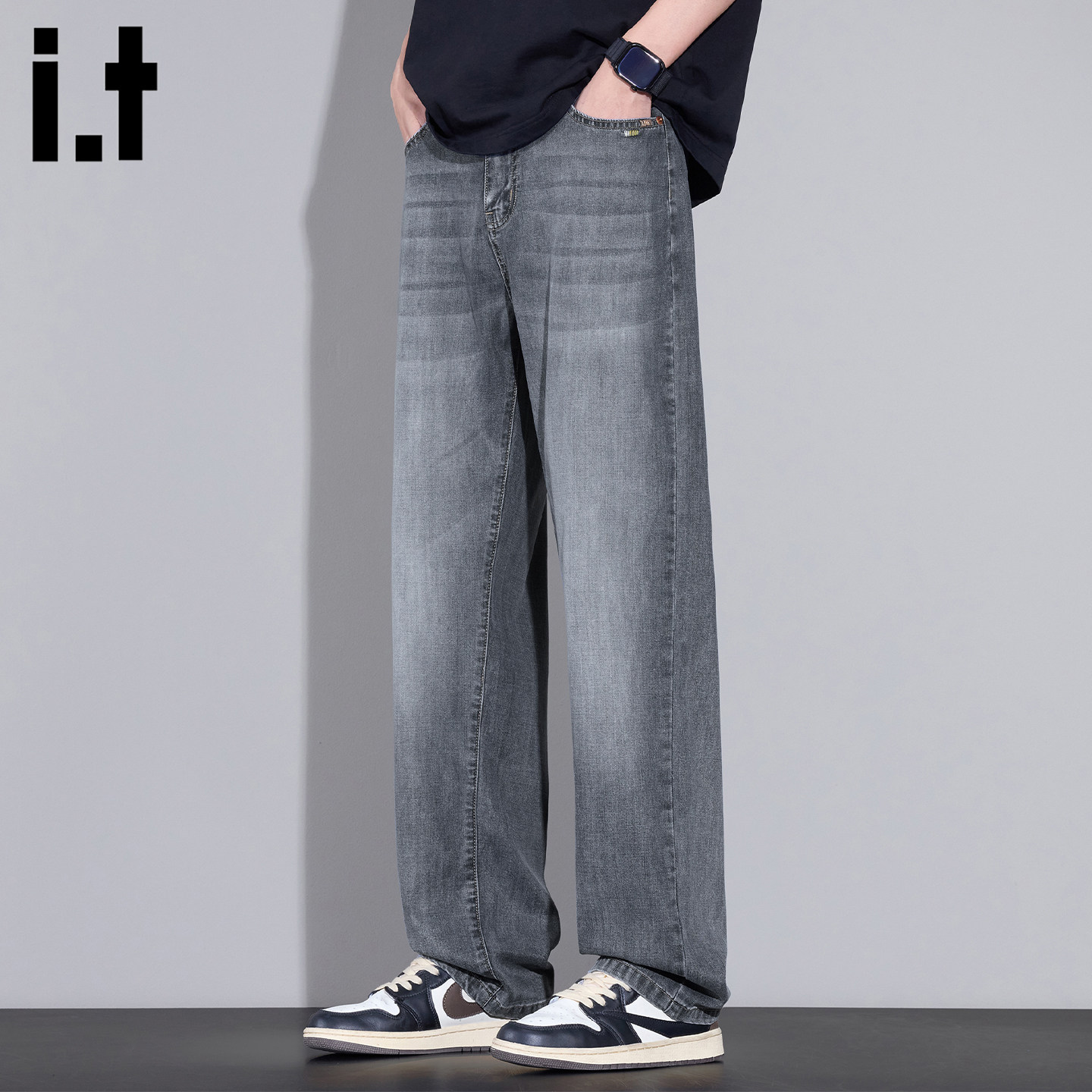 it :5cm/FIVECM牛仔裤男宽松直筒2026春季新款复古水洗垂感休闲