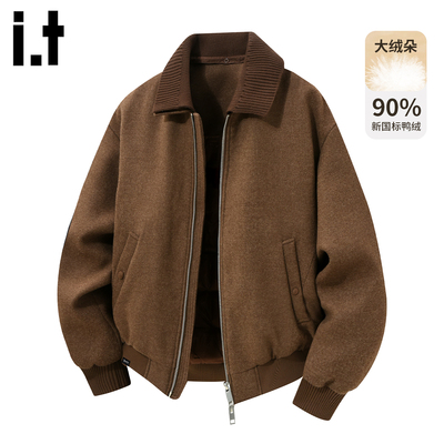 it5cm美式复古翻领羽绒外套