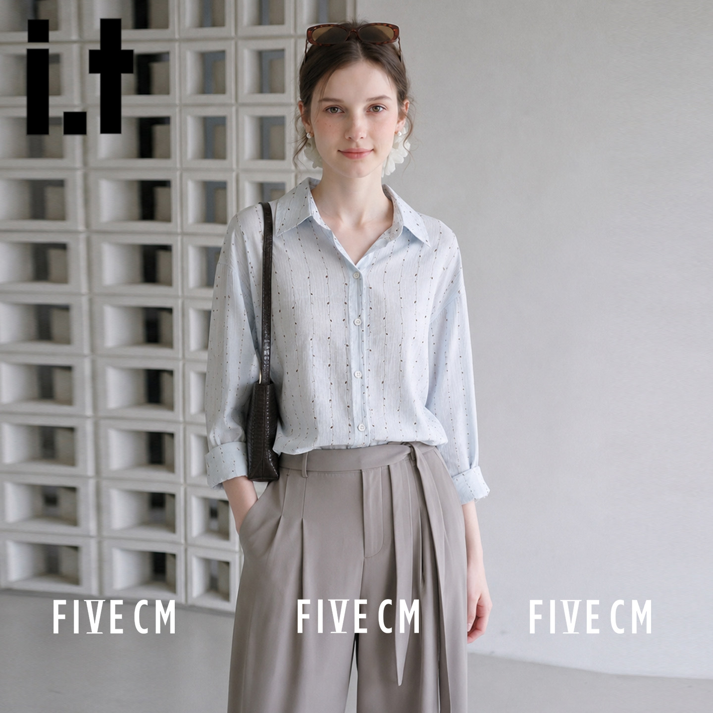 itFIVECM秋季宽松长袖衬衫女