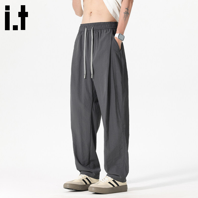 it :5cm/FIVECM速干冰丝休闲裤男夏薄款宽松直筒百搭阔腿运动裤B