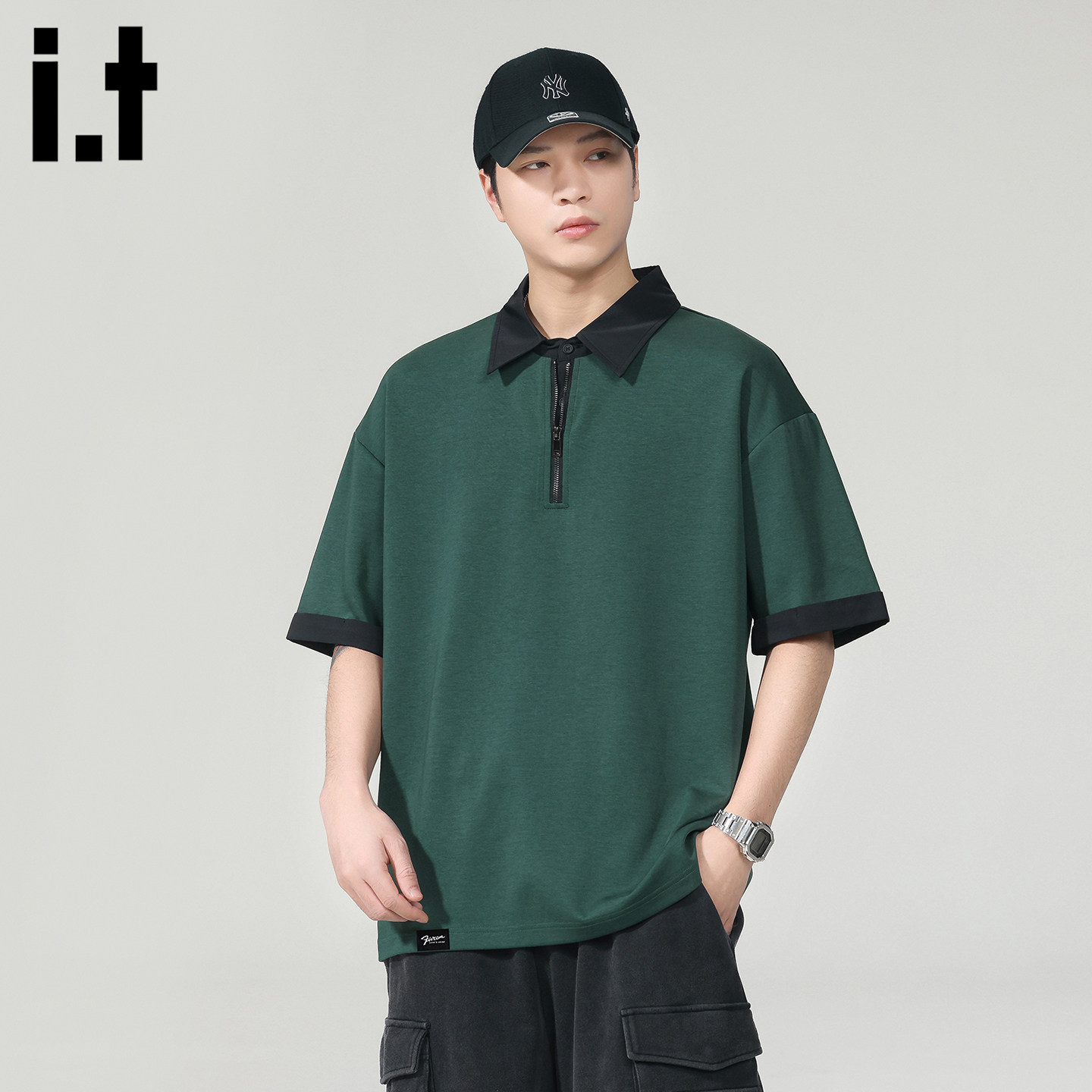 it :5cm/FIVECM美式复古POLO衫男士短袖2026夏季宽松翻领半袖t恤