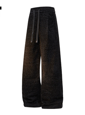 it :5cm/FIVECM黑色小香风雪尼尔休闲裤男士2025春秋宽松阔腿裤子