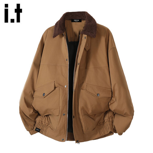 IT复古毛毛领夹棉加厚棉衣