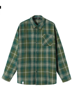it :5cm/FIVECM绿色格子长袖衬衫男款2025新款秋季宽松高级感上衣