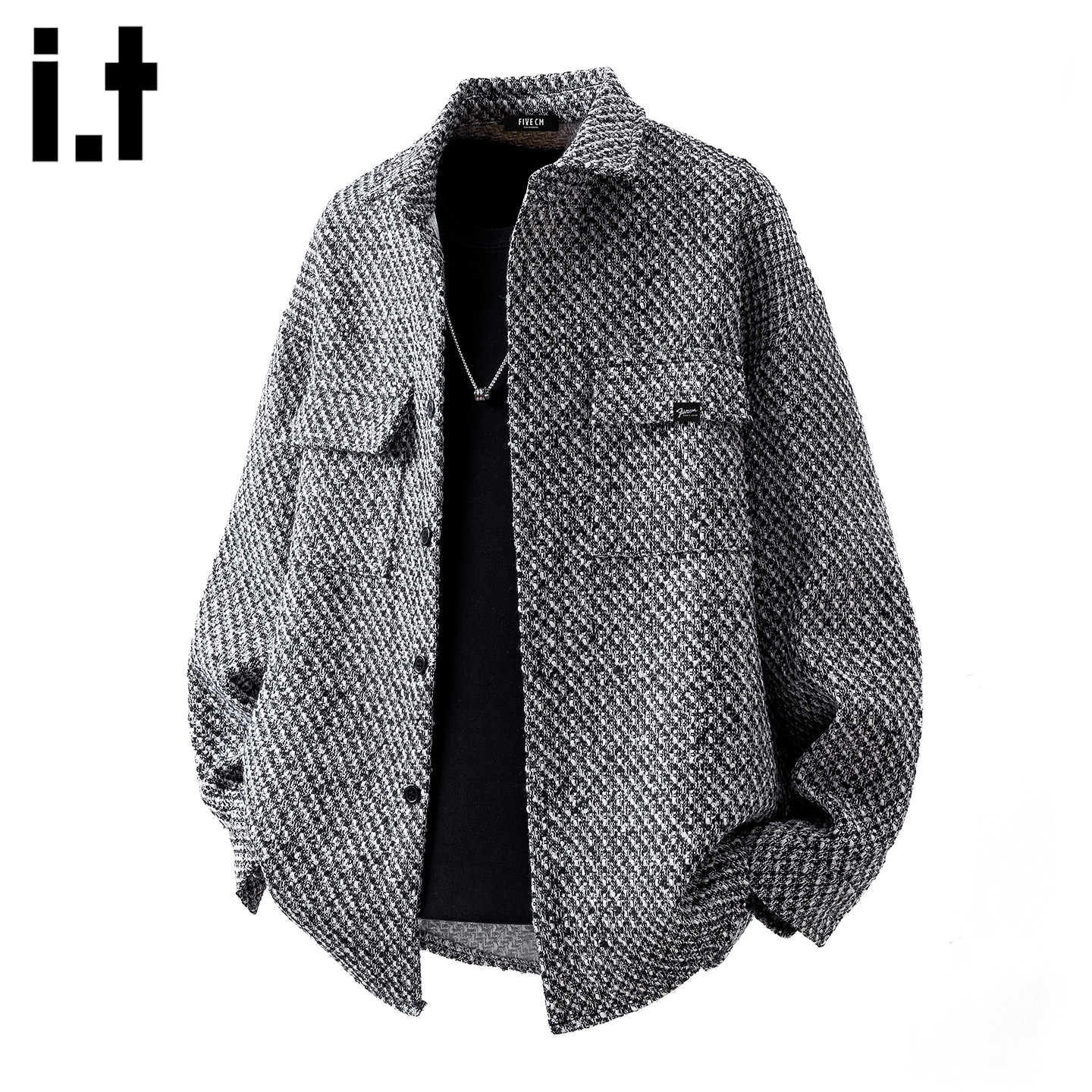 it :5cm/FIVECM高级感宽松编织外套男潮春季新款美式休闲翻领夹克