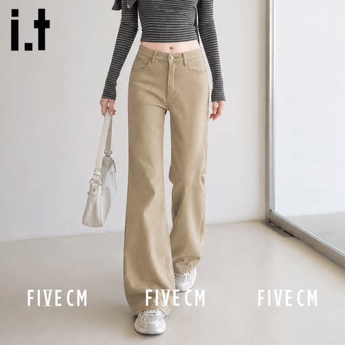 itFIVECM美式复卡其色牛仔裤